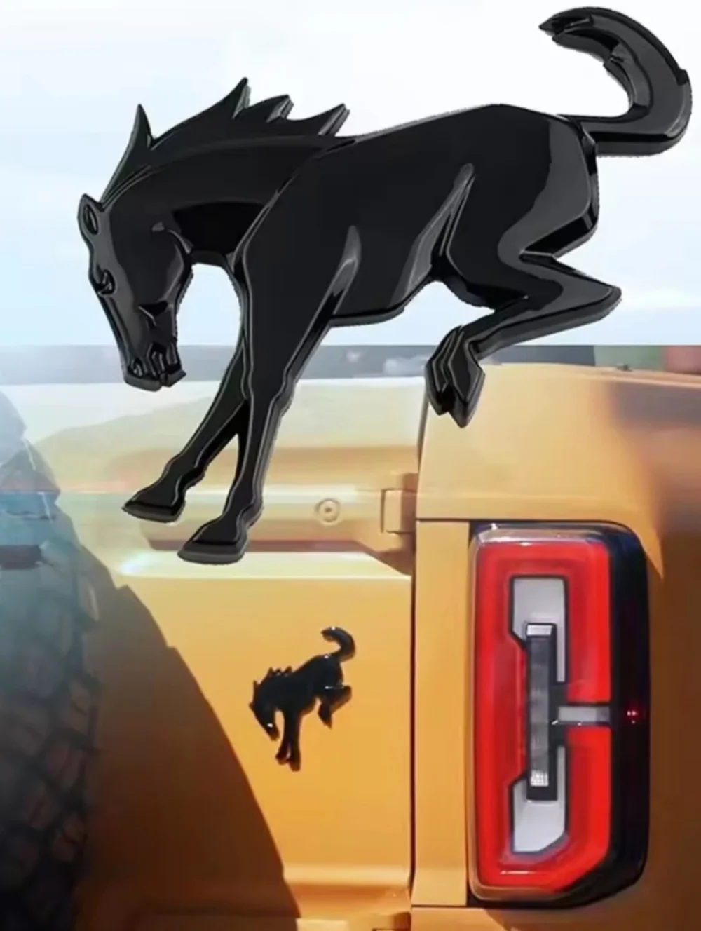3D Metal Bronco Bucking Horse Badge Emblem  Adhesive Back Choose Color